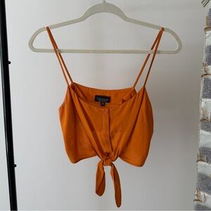 Topshop Button-Down Tie-Front Crop Tank